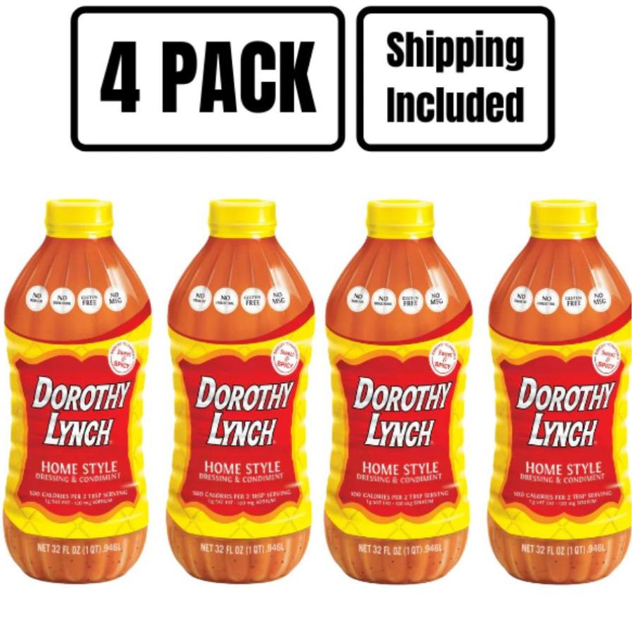 A four pack of 32 ounce bottles of Dorothy Lynch on a white background