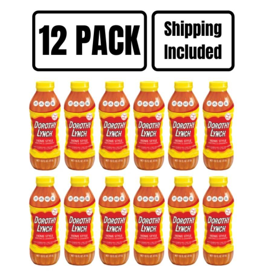 A twelve pack of 16 ounce Dorothy Lynch on a white background