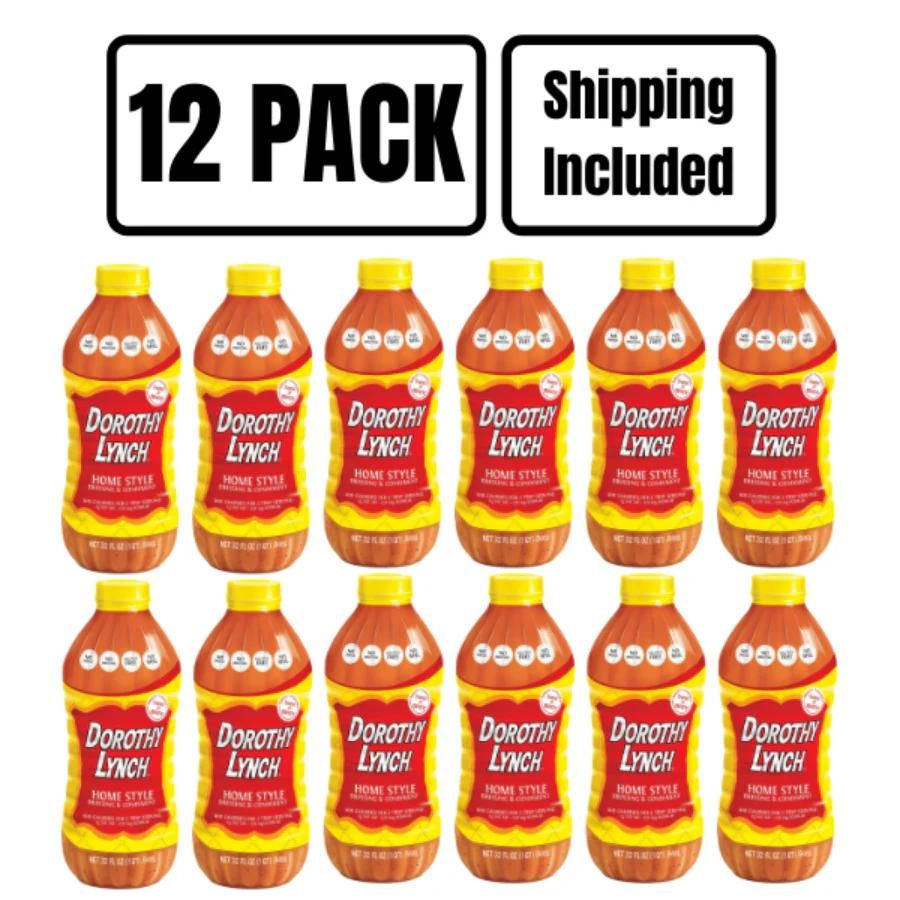 A twelve pack of 32 ounce Dorothy Lynch on a white background