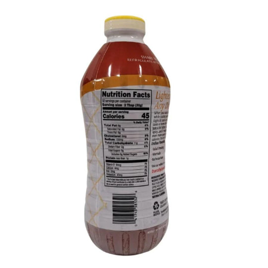 The nutrition fact label for a 32 ounce Light and Lean Dorothy Lynch on a white background