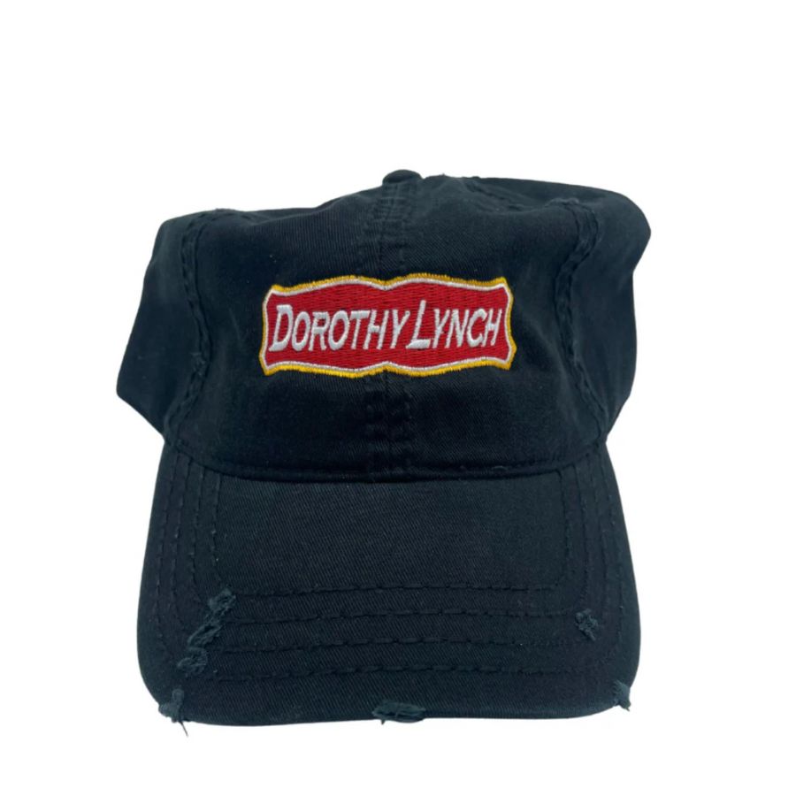 The black Dorothy Lynch hat on a white background