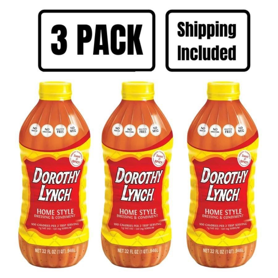 A three pack of 32 ounce Dorothy Lynch on a white background