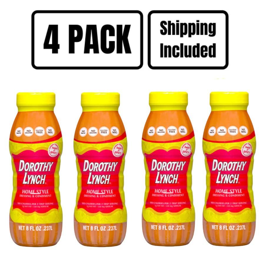 A four pack of 8 ounce Dorothy Lynch on a white background