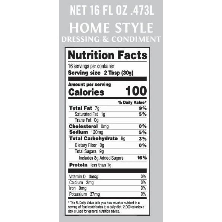 The Nutrition Fact label for a 16 ounce Dorothy Lynch bottle