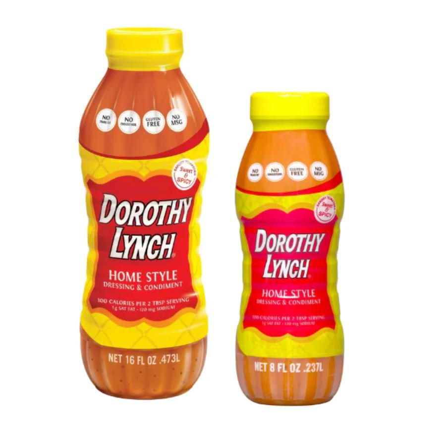 A 16 ounce and 8 ounce of Dorothy Lynch on a white background