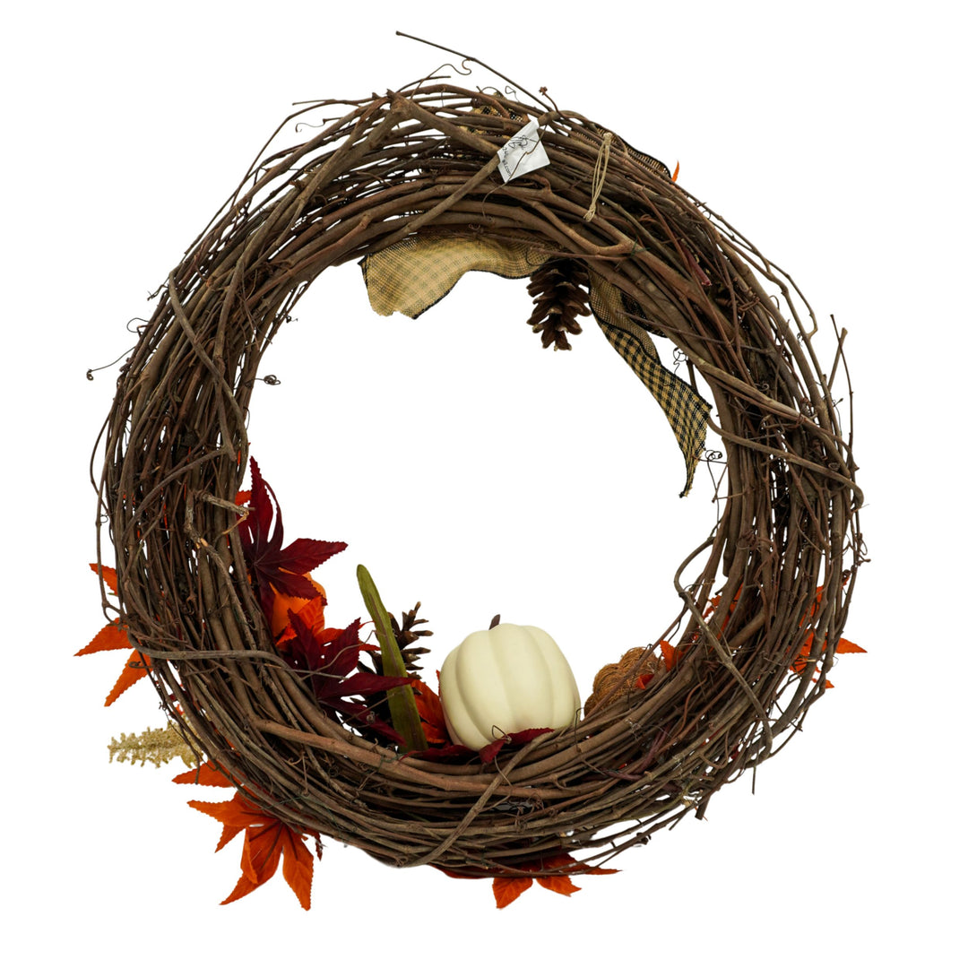 Decorative wreath with autumn elements on a white background
