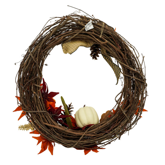Decorative wreath with autumn elements on a white background