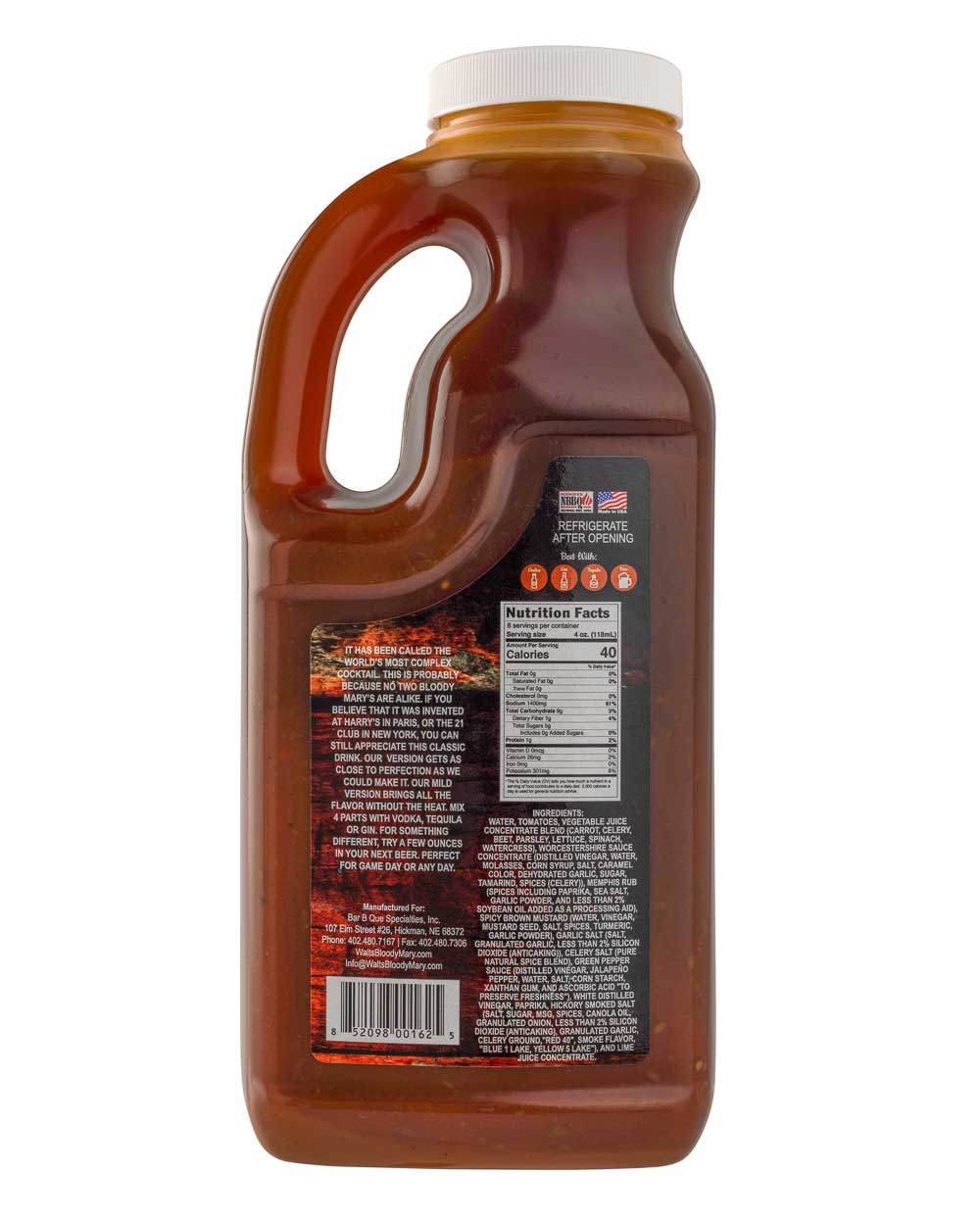 Uncle Walt’s Bloody Mary Mix | Pack of 6 | Mild & Spicy | Gluten Free | Hickman's Fat Boy BBQ