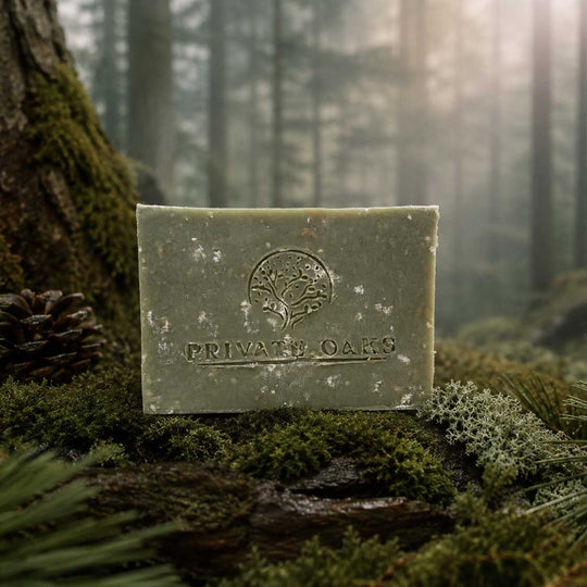 Green soap in forest setting