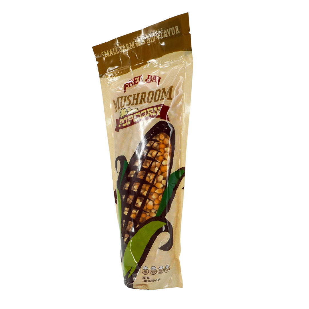 Package of Pop-Dawg Mushroom Popcorn on a white background