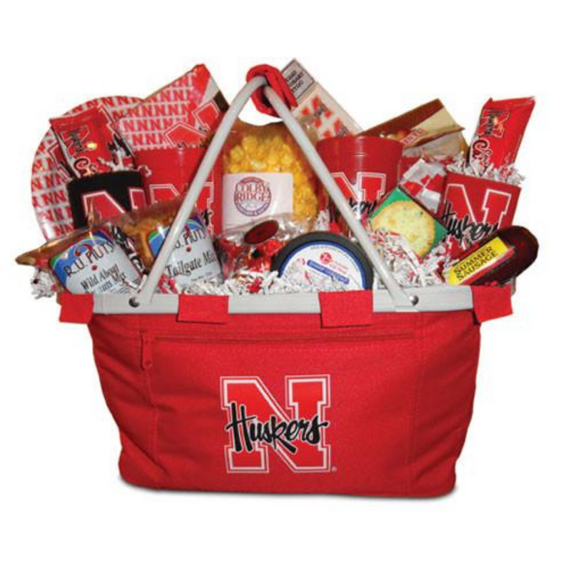 Nebraska Husker Tailgating Gift Basket Pack | Assortment Of Flavors | Christmas Gift Basket | Hand Assembled | Nebraska Made Basket | Shipping Included