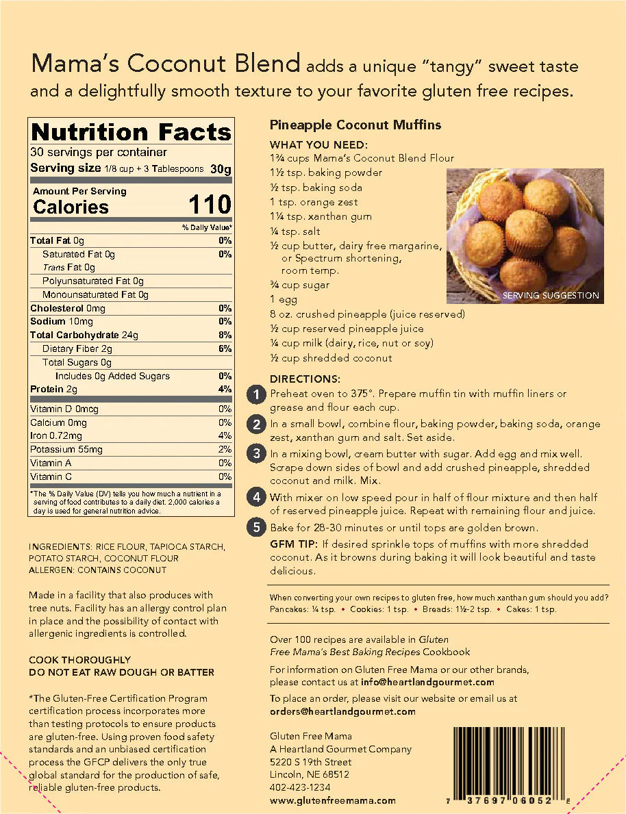 Coconut Flour | Pack of 2 | 4 lb | Shipping Included | Gluten Free Mama | 6053