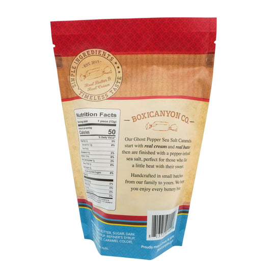 Boxicanyon Co. product packaging with nutritional information on a white background