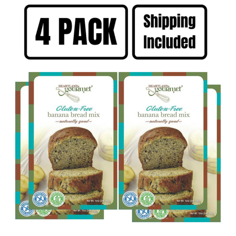 Gluten Free Banana Bread Mix | Real Banana Flavor | 4 Pack | Certified Gluten Free Ingredients | Quick and Easy Homemade Recipe |  Shipping Included