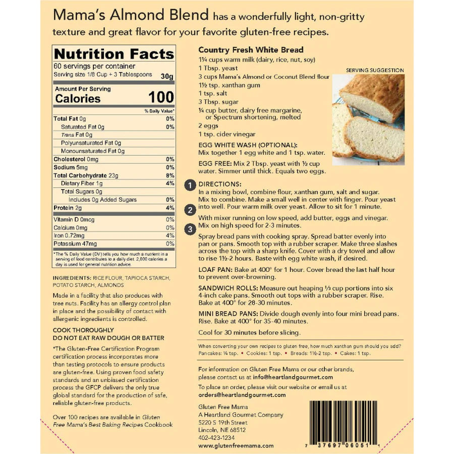 Almond Flour | 2 LB Bag | All Purpose Flour | Filled with Prebiotic Dietary Fiber | Flour Substitute | Made in Lincoln, NE | Gluten Free Mama | 6052