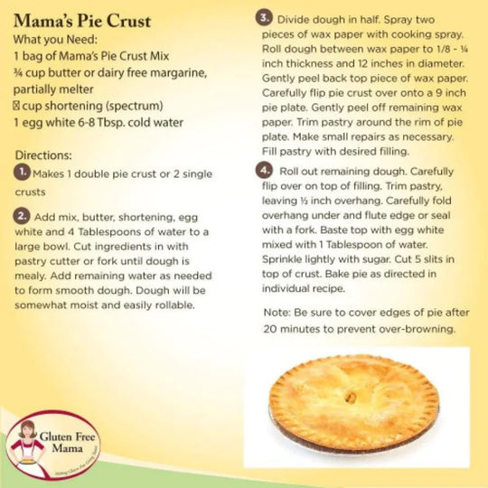 Gluten Free Pie Crust Mix | 18 oz. Bag | Gluten Free Mama's | Flaky, Buttery Pie Crust | Makes Double or Single | 6 Pack | Shipping Included