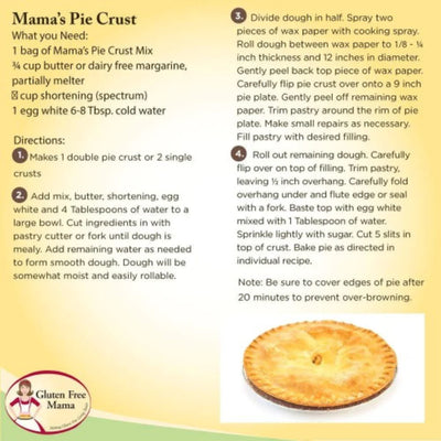 Gluten Free Pie Crust Mix | 18 oz. Bag | Gluten Free Mama's | Makes the Flakiest Pie Crust | Sweet, Buttery Taste | Makes Double or Single Pie Crust | Smooth Texture | Made with Trusted Ingredients | Nebraska Recipe | 4 Pack | Shipping Included