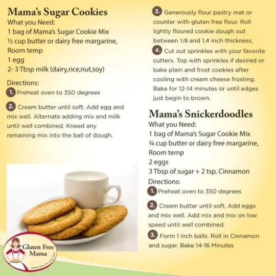 Gluten Free Sugar Cookie Mix | 15 oz. Bag | Gluten Free Mama's | Softest, Chewiest Cookies | Sugar Dusted Cookie Recipe | 4 Pack | Shipping Included