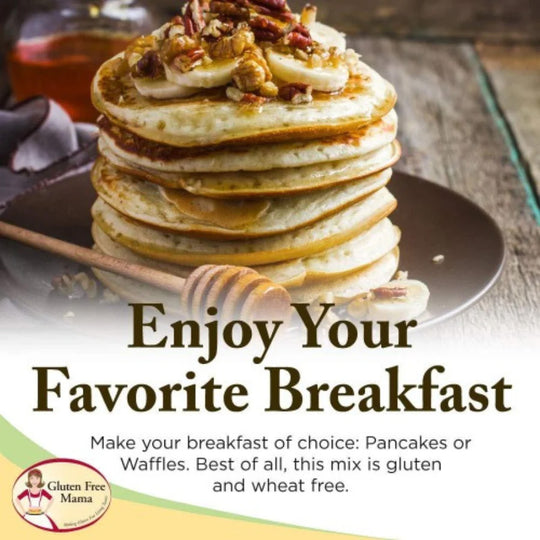 Gluten Free Pancake and Waffle Mix | 2lb. Bag | Gluten Free Mama's | Makes Light, Fluffy, Authentic Tasting Pancakes | Easy to Follow Recipe | Add Fruit or Spices for Extra Flavor | Perfect Breakfast Food | Nebraska Recipe