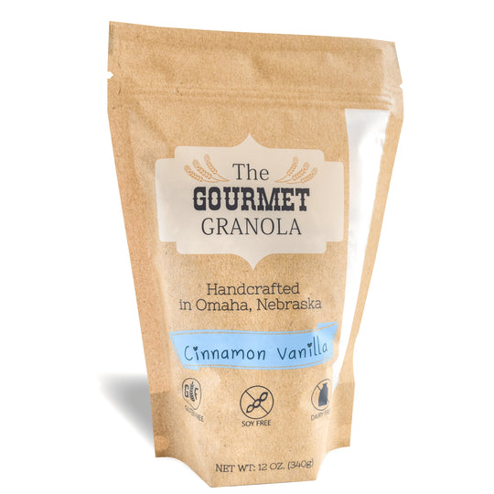 Cinnamon Vanilla Granola | 12 oz. Bag | Gluten, Dairy, & Soy Free | Healthy, Sweet Crunch | Made in Omaha, NE | The Gourmet Granola