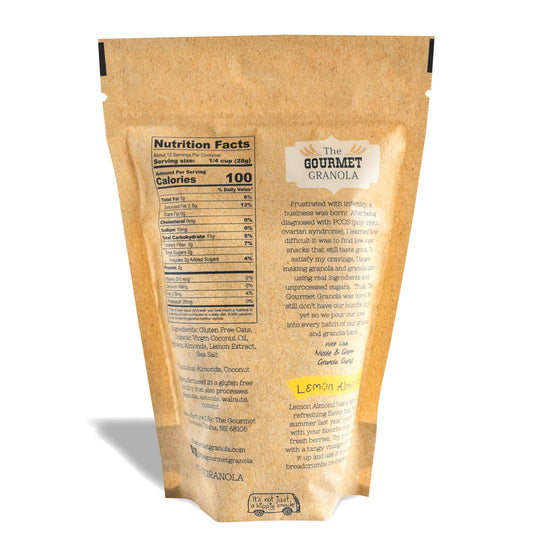 Lemon Almond Granola | 12 oz. Bag | Gluten, Soy, & Dairy Free | Light And Refreshing | Made in Omaha, NE | The Gourmet Granola