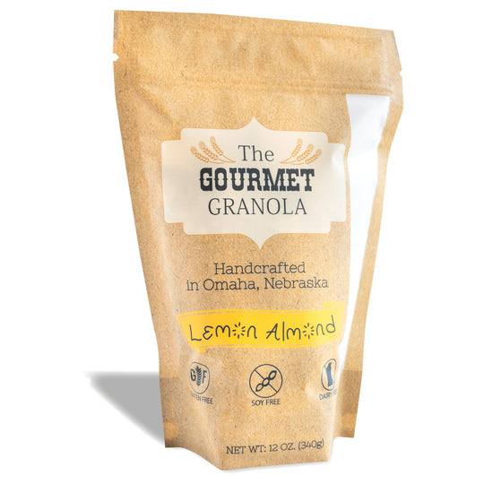 Lemon Almond Granola | 12 oz. Bag | Gluten, Soy, & Dairy Free | Light And Refreshing | Made in Omaha, NE | The Gourmet Granola