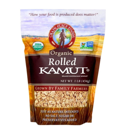 Rolled Kamut Khorasan Wheat | 1 lb. Bag | Hearty & Healthy Breakfast Cereal | 2 Pack | Shipping Included | Add To Baked Goods For Nutritious Dessert | Easy To Digest