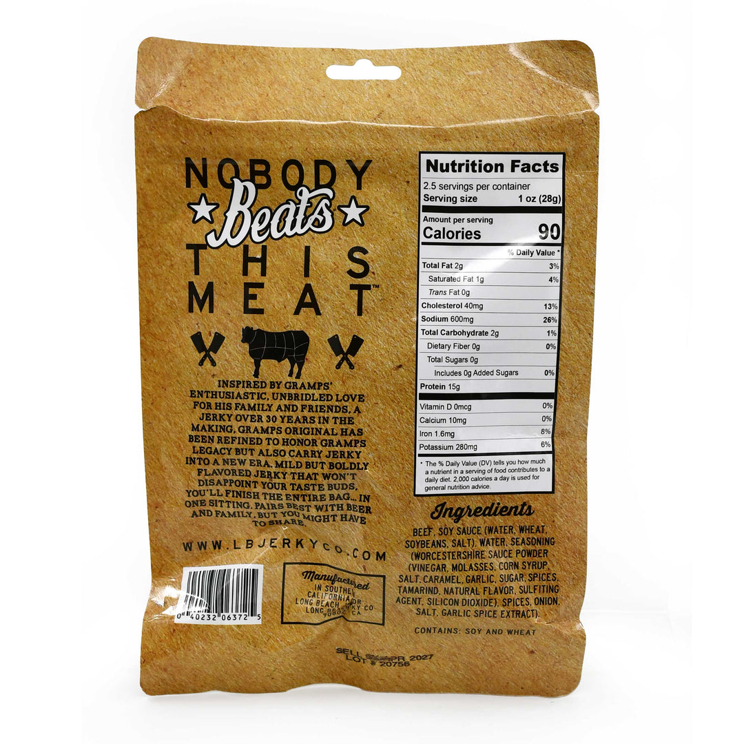Gramps Original Flavor Beef Jerky | 2.5 oz | JVL Enterprises