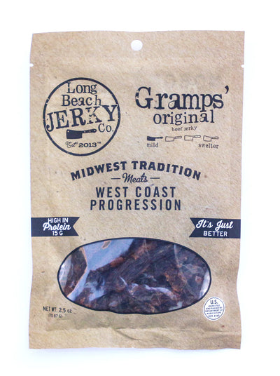 Beef Jerky | 2.5 oz. | Gramps Original Flavor | High Protein Snack | Artfully Seasoned | Nebraska Beef Jerky | Made with the Best Tender Beef Cuts | Robust Flavor | Healthy, High Protein Snack | 6 Pack | Shipping Included