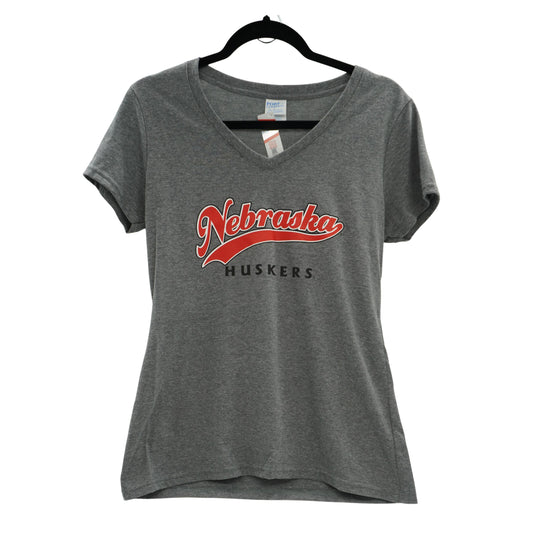 Nebraska Huskers Women's V-Neck T-Shirt | Gray | Multiple Sizes | Lou's Sporting Goods | 25N19LPC455V