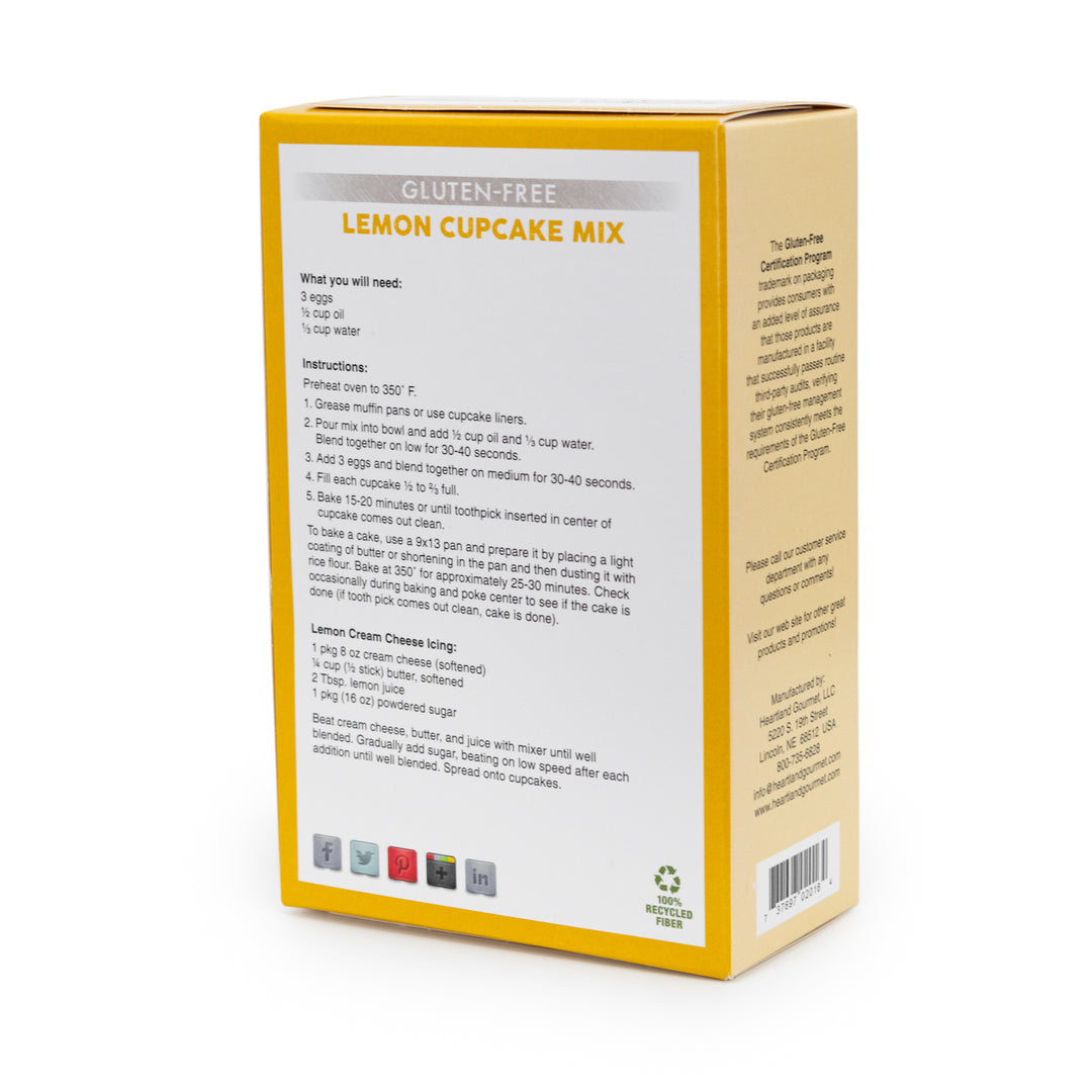 Gluten Free Lemon Cupcake Mix | Decadent and Rich | Certified Gluten Free Ingredients | 2016