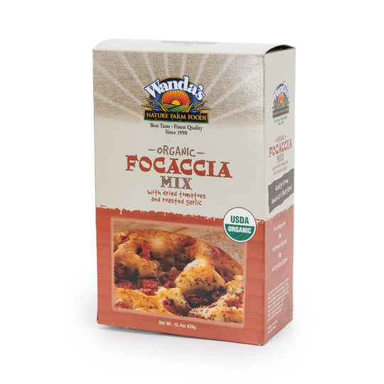 Focaccia Bread Mix | Wanda's Organic Mixes | Dried Tomatoes and Roasted Garlic | Focaccia Bread Kit