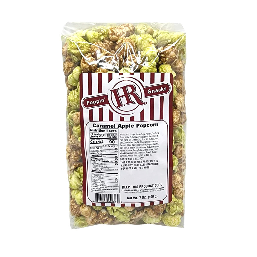 Caramel Apple Popcorn | Pack of 3 | 7 oz. | Creamy Caramel Coated Popcorn | Hints of Sweet Apple | Made in Gibbon, NE | HR Poppin' Snacks