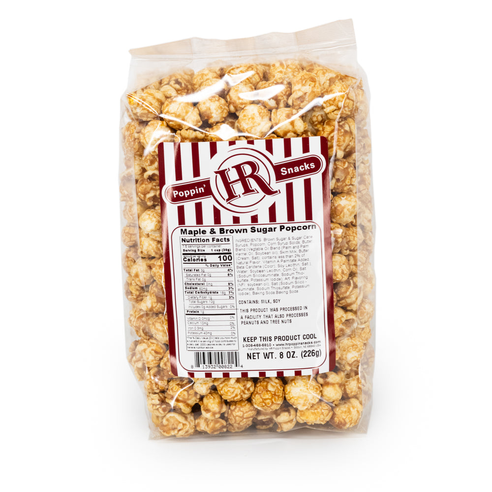 Maple & Brown Sugar Popcorn | Pack of 3 | 8 oz. | HR Poppin' Snacks | Made in Gibbon, NE