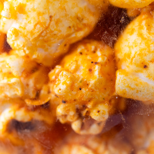 Close up of Cheddar Inferno Popcorn 