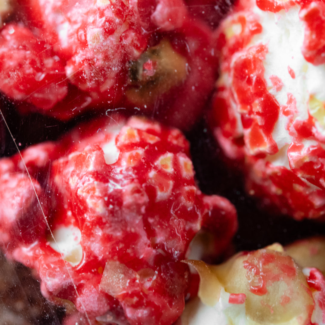 Close up of Cherry Cordial Popcorn 