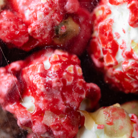 Close up of Cherry Cordial Popcorn 