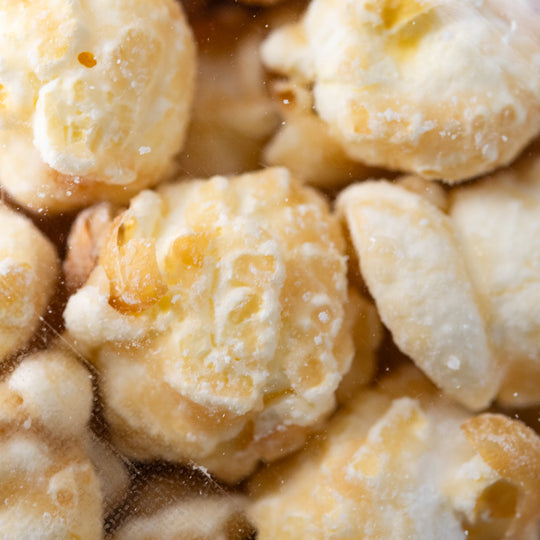 Close up of Frosted Cinnamon Roll Popcorn 