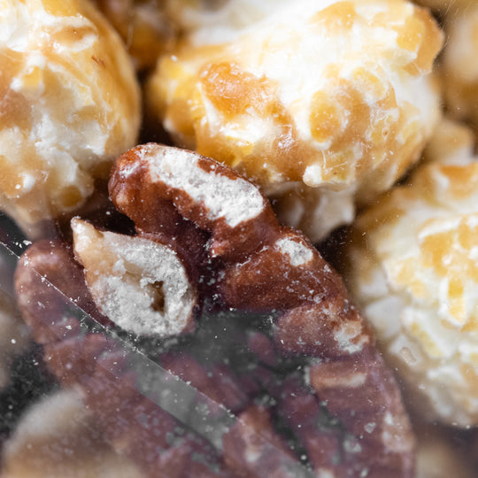 Close up of Pecan Praline Popcorn 