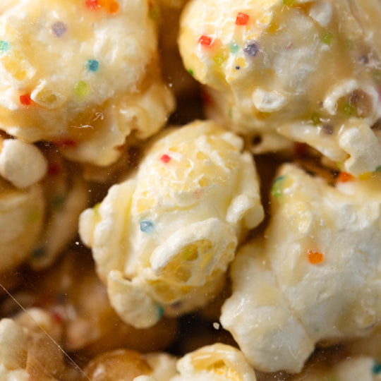 Close up of Sugar Cookie Dough Popcorn 