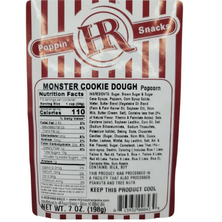 Monster Cookie Dough Popcorn Ingredients and Nutrition Facts