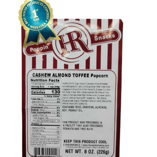 Cashew Almond Toffee Popcorn Ingredients and Nutrition Facts