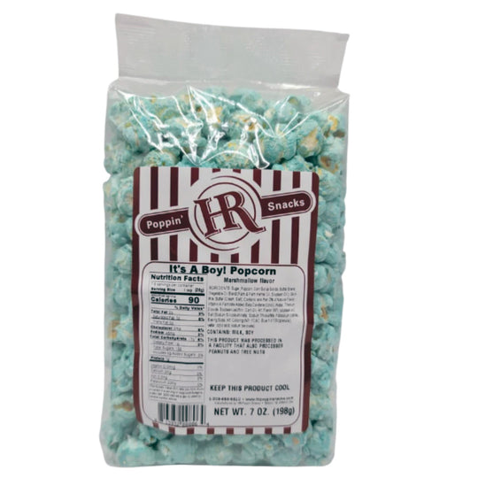 It's A Boy Blue Popcorn | 7 oz. | 6 Pack | Shipping Included | Blue Colored Popcorn For Gender Reveal | Made in Gibbon, NE | HR Poppin' Snacks