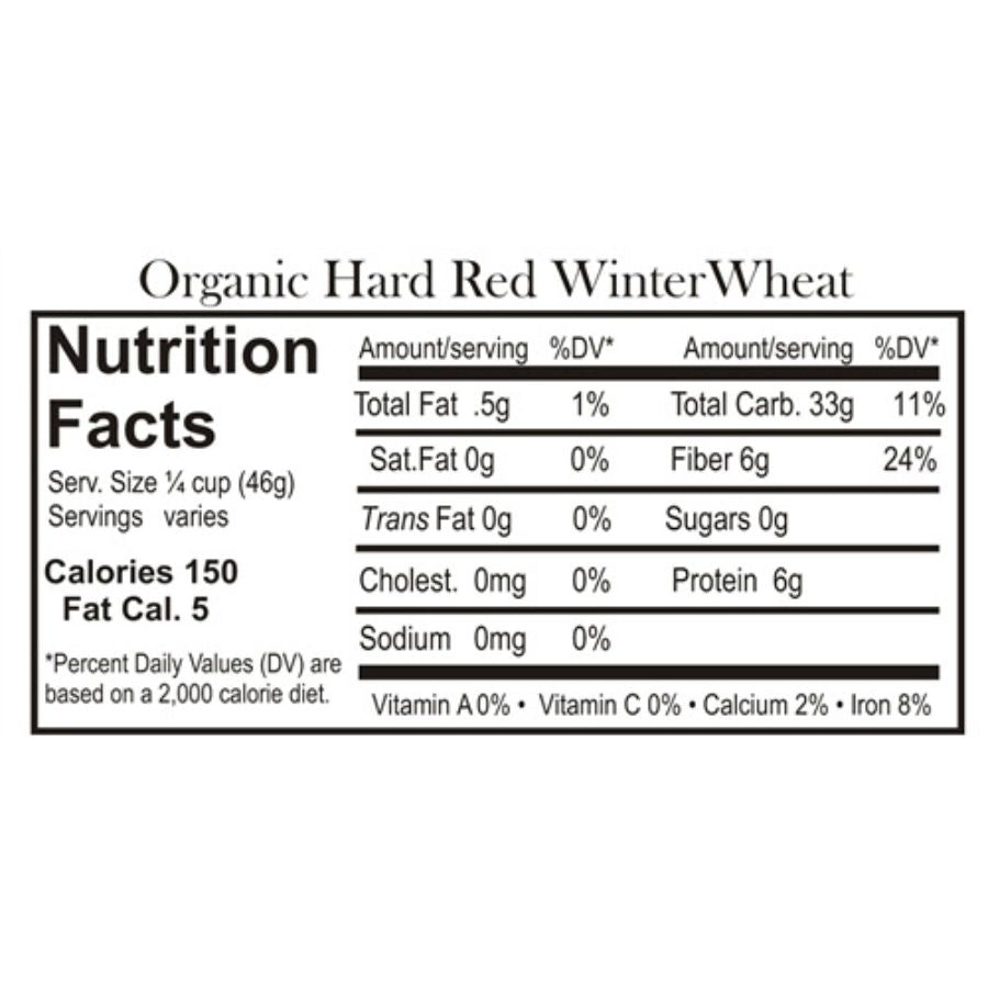 Nutrition Label For Organic Hard Red Winter Wheat