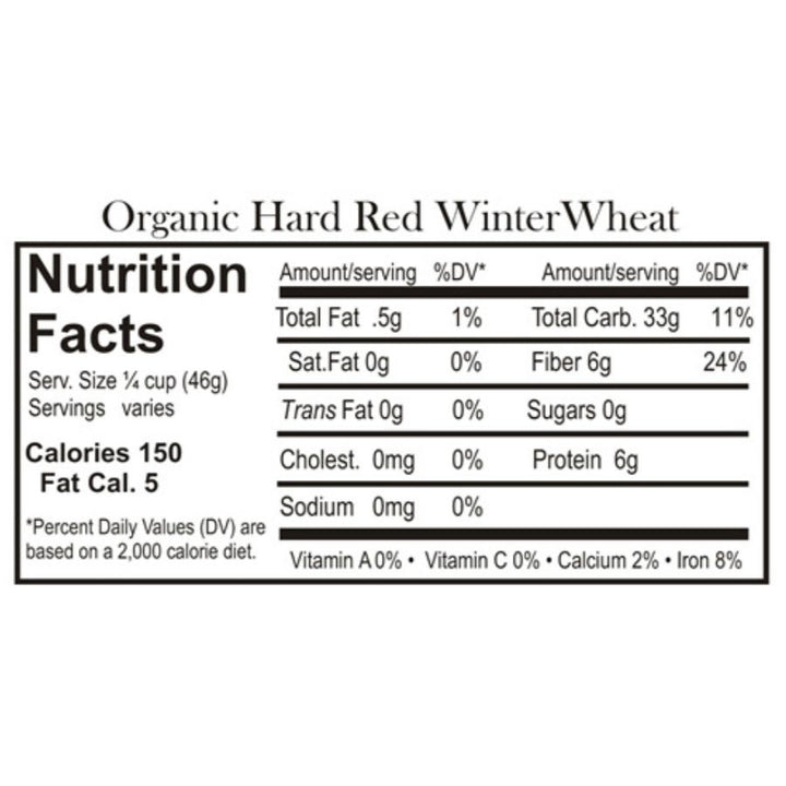Nutrition Label For Organic Hard Red Winter Wheat