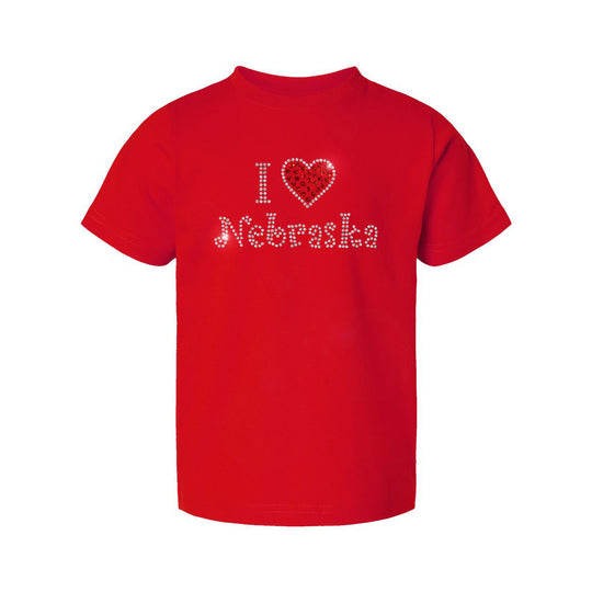 "I ❤️ Nebraska" Rhinestone Toddler T-Shirt | Mutliple Sizes | Nature Finds & Designs