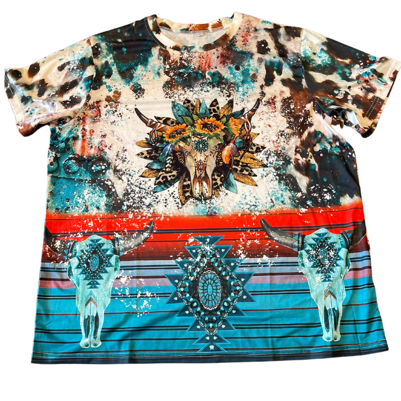 Bleach Dyed T-shirt | Western Style T-shirt | Multicolor