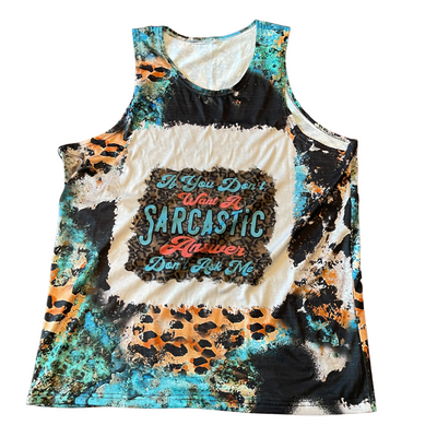 Bleach Dyed Tank Top | If You Don't Want a Sarcastic Answer Don't Ask Me Design | Multicolor