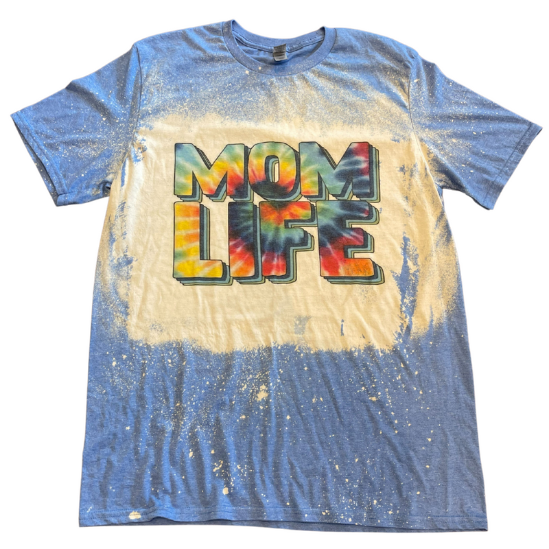 Bleach Dyed T-shirt | Tie Dye Design | Mom Life | Blue