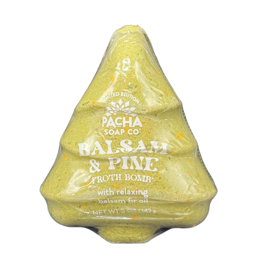 Balsam and Pine Bath Bomb | 5 oz. | Christmas Tree Shaped Bath Bomb | With Relaxing Balsam Fir Oil | Soothing Froth Bomb | Makes A Perfect Stocking Stuffer | Refreshing Scent